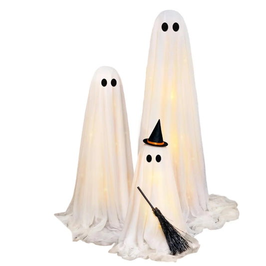 Halloween Decorations Outdoor Set of 3 Light up Spooky Ghosts Decoration with 8 Light Modes Timer Remote Indoor Cute Party Ghost Decor for Yard Porch Lawn Home Front Door