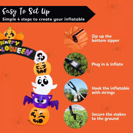 8 Ft. LED Archway Pumpkin Halloween Inflatable