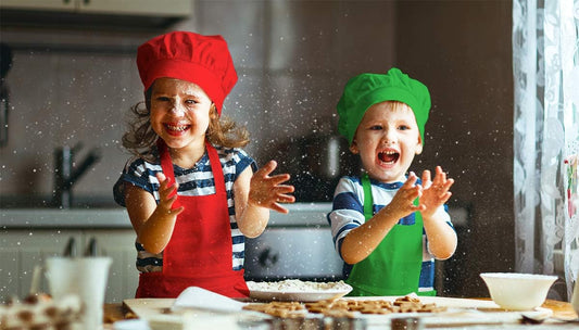 6 Pack Adjustable Kids Apron and Chef Hat for Cooking Baking Painting Art, Kids Apron for Girl Boy with 2 Pockets