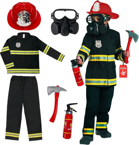 Firefighter Costume for Kids (2 Colors) - Boys Fireman & Fire Fighter Costume for Halloween